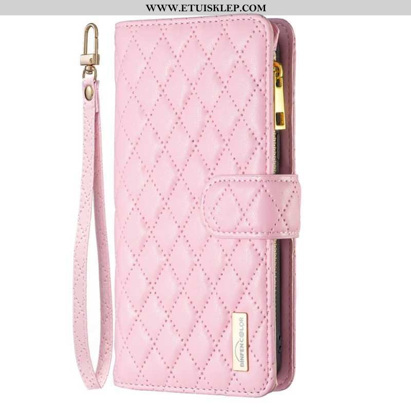 Etui Folio do Realme C35 z Łańcuch Binfen Color Pikowany Styl Z Paskami